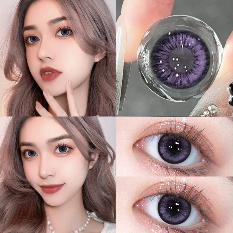 买一送一】紫色半年抛美瞳混血cos大直径女彩色隐形眼镜正品艾晶图片