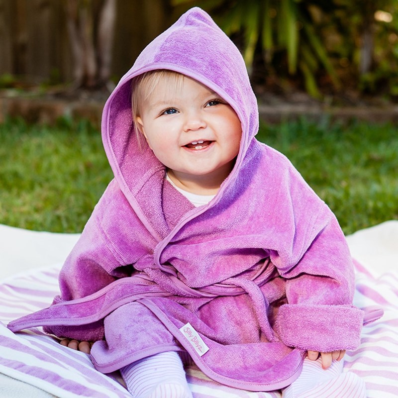 silly billyz宝宝带帽浴袍有机纯棉毛巾洗澡浴衣连袖婴儿童出口