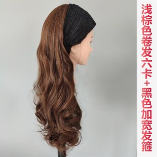 发箍假发卷发长款六卡加厚长卷发大波浪加宽发箍遮白发卷发片接发
