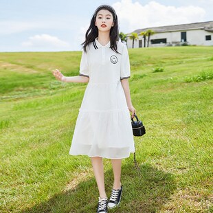 女大童夏季连衣裙2025新款儿童洋气高级感初中生女童夏款白色裙子