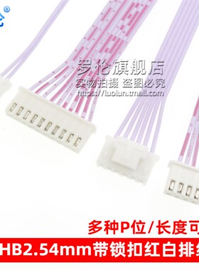 XHB2.54mm带锁扣 单头红白排线线束2P/3/4/5/6/78-20P 20/30-50CM