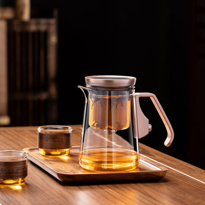 顶壶2025新款磁吸飘逸杯全玻璃内胆茶壶泡茶高端茶水分离泡茶壶