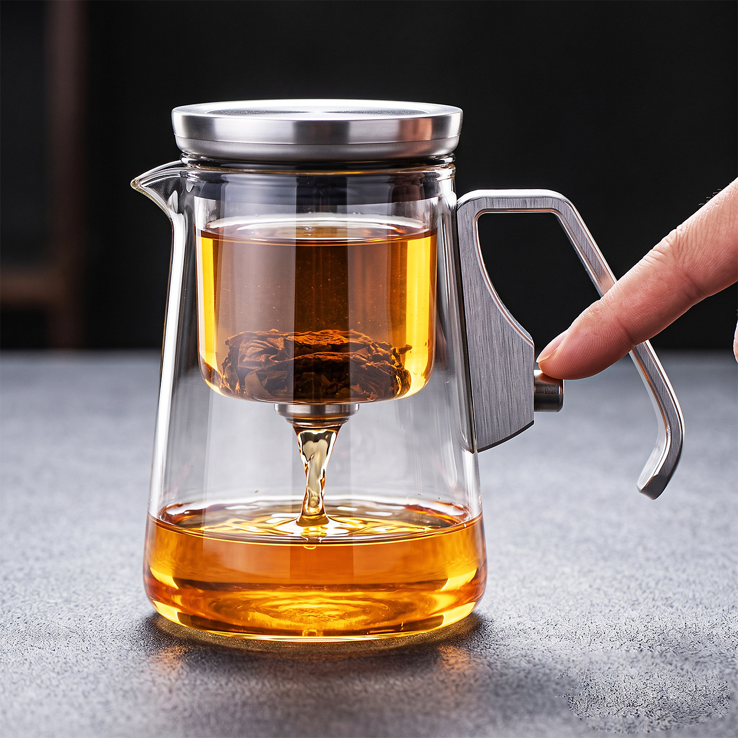 顶壶飘逸杯磁吸式一键茶水分离大容量泡茶壶办公室冲茶茶具套装