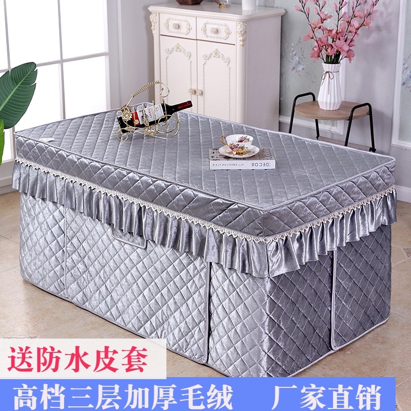 新款烤火罩套加厚高档毛绒电炉罩长方形茶几取暖炉罩套电火炉桌布