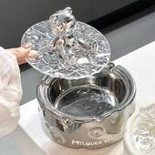 烟灰缸高级感轻奢创意小熊陶瓷家用高档个性 潮流大号带盖防飞灰网