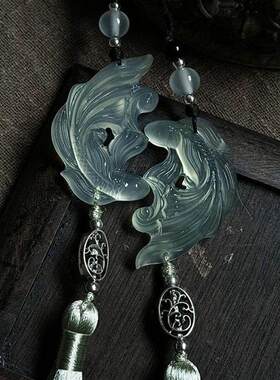 古代一对定情信物新中式梦人间情侣谢回双鱼玉佩吊坠情侣双鱼对配