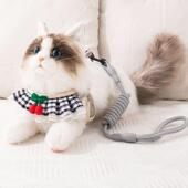 狗狗牵引绳可爱背心背带绳子中小型猫咪泰迪遛狗绳网红新款 防脱