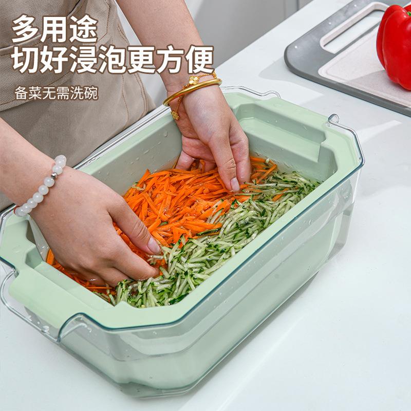 多功能不锈钢切菜家用土豆切丝器萝卜擦刨丝自带双层沥水篮多用途