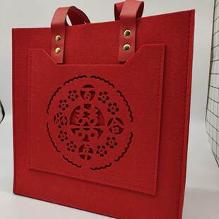 装红包结婚专用手提包喜字袋布袋红色毛毡包包收彩礼礼金婚礼喜包