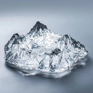 北格轻奢烟灰缸个性 饰玻璃 潮流酒吧办公室烟盅家用客厅日式 冰山装