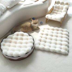 兔毛绒猫窝垫子狗窝睡眠圆形坐垫宠物床睡觉毛垫秋冬保暖猫咪地垫