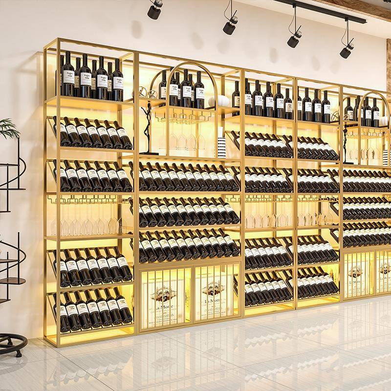北欧红酒柜酒架置物架商用斜放多层陈列葡萄酒展示柜铁艺展示架子