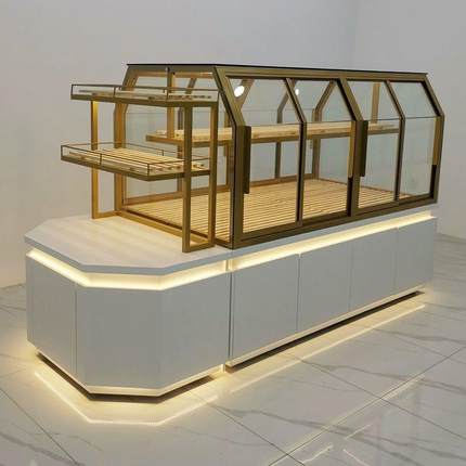 面包柜展示柜面包中岛柜弧形玻璃蛋糕店模型展示柜烘培边柜展示架