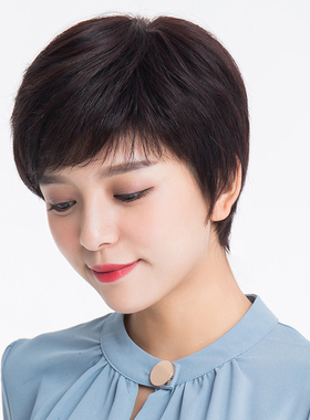 假发女短发短直发全头套真人发丝逼真自然轻薄透气短发造型头套式