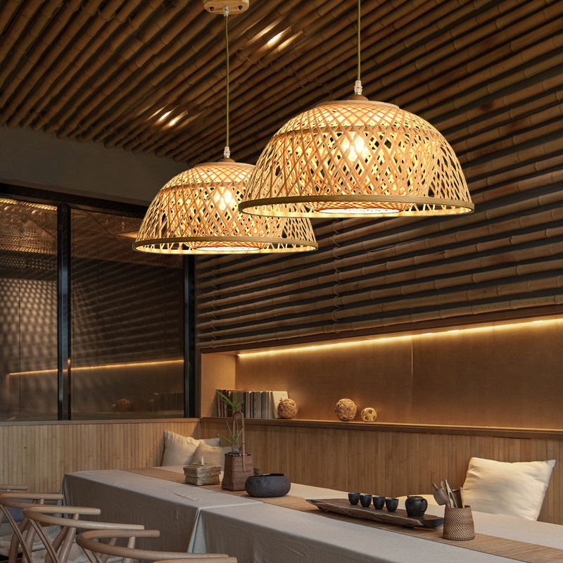 创意竹编吊灯禅意中式日式餐厅饭厅单头茶室酒店民宿卧室艺术装饰,家装灯饰光源,卧室/书房吊灯,淘宝优惠券,粉丝福利购,淘宝优惠卷