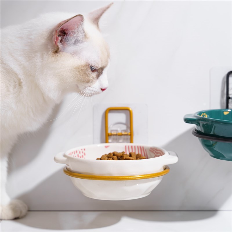 悬挂式宠物碗陶瓷可爱猫碗食盆固定猫咪猫粮盆狗碗防打翻水盆碗架