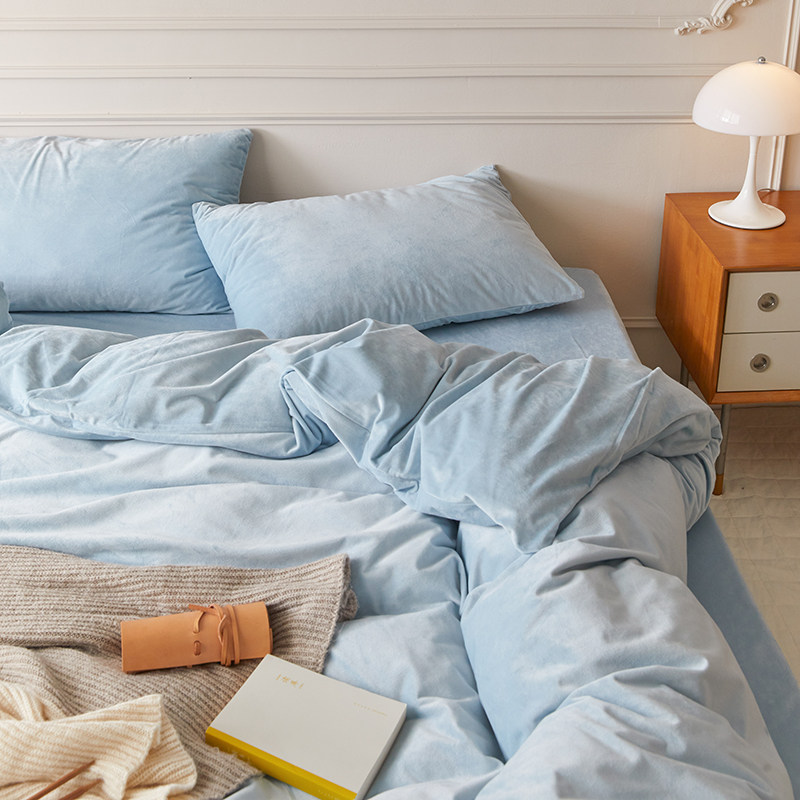 秋冬季保暖珊瑚绒四件套 加厚天鹅绒被套法兰绒床单床笠款不掉毛