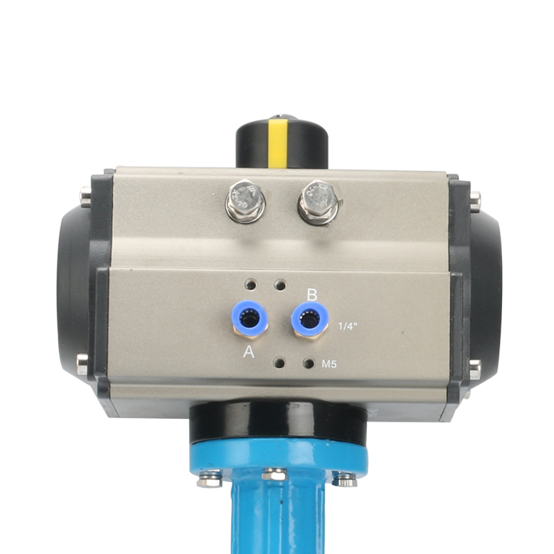 D671FP-16四氟蝶阀AT气动蝶阀衬304不锈钢板对夹蝶阀DN40-DN300