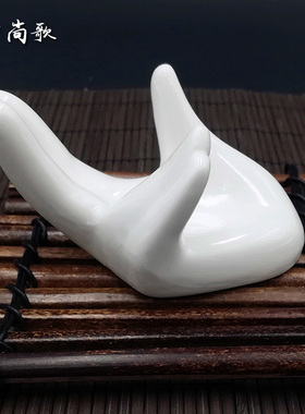 6孔12孔陶笛佛手手托白色陶瓷观音白瓷手珠宝首饰摆件拍照道具