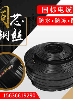 YFFBJ起重机扁电缆3X4+6X1.5双钢丝/圆电缆/单梁拖缆 行车扁电线