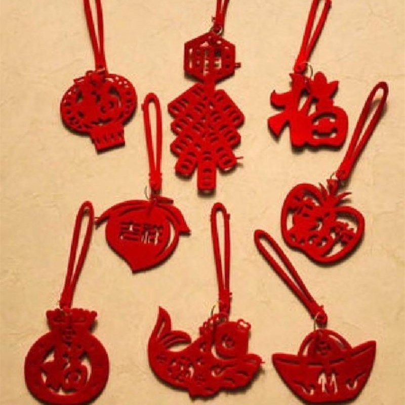 小灯笼挂饰春节盆景室内户外元旦场景布置植绒迷你红灯笼新年装饰