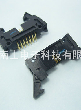 精工南士 DC2-14P 镀金 90度弯脚 弯针 牛角插座 2.54mm间距 黑色