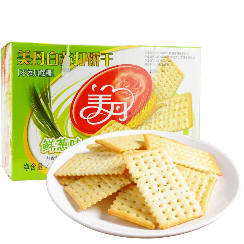 正宗美丹无蔗糖苏打饼干 干鲜葱味整箱手提1000g咸味办公室休闲