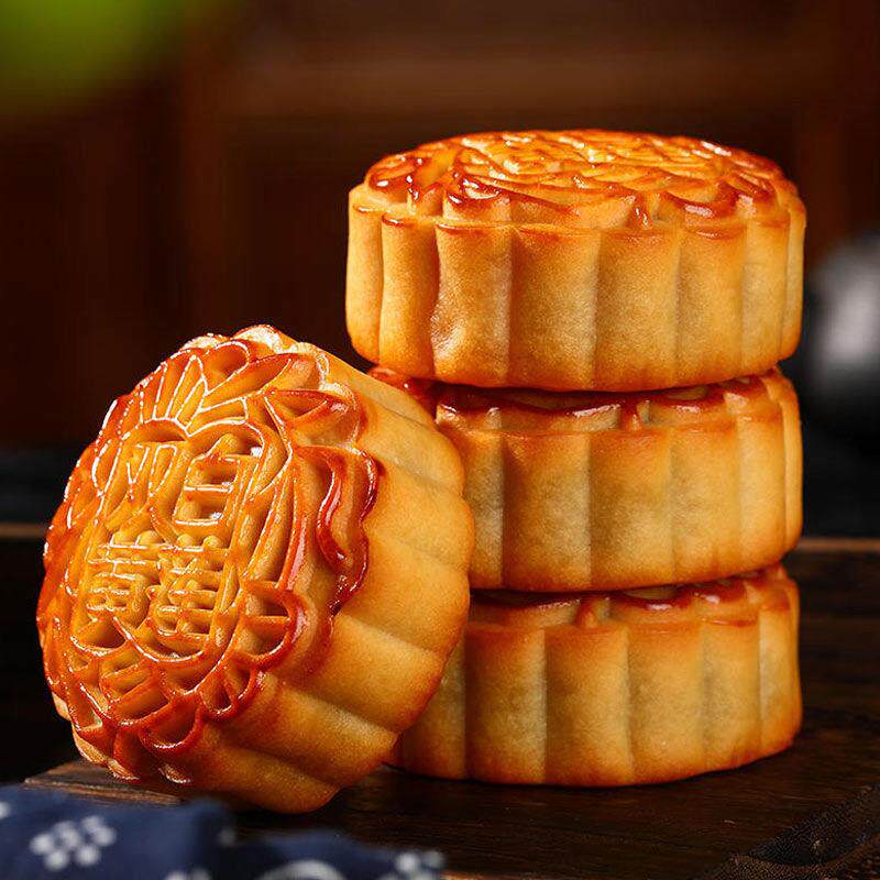 正宗广式莲蓉大月饼双蛋黄莲蓉味月饼豆沙馅手工传统糕点老式零食