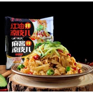正宗麻酱红油凉皮顶大面皮非油炸麻酱凉皮袋装擀面皮宿舍免煮速食