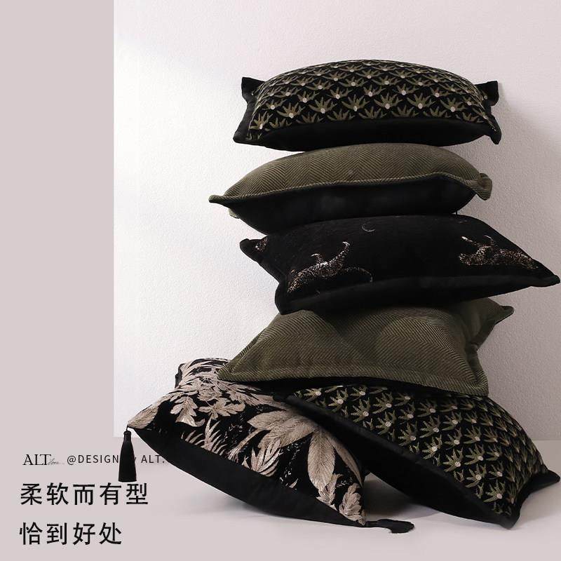 中古风沙发抱枕床套客厅轻ALT-25-B奢高级感枕方形靠头卧室靠背垫