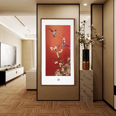 上喜梅梢图新中式玄关饰装画寓意廊好花鸟挂画走过道GPZ高级感