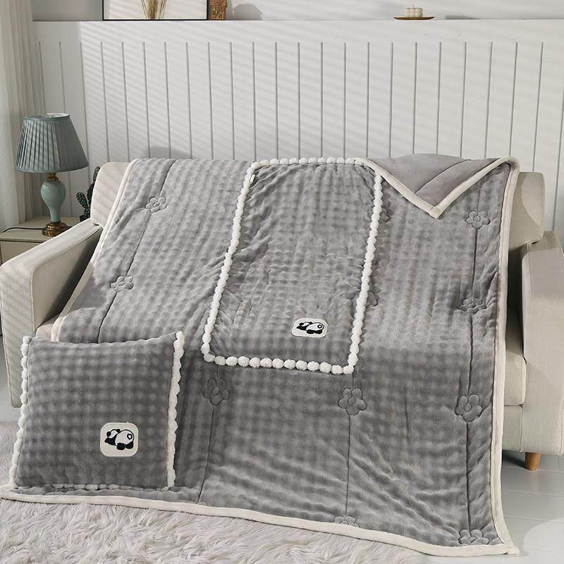 双面抱绒加厚枕被子两用YKA20240二合车用午睡毛毯汽枕头靠垫折叠