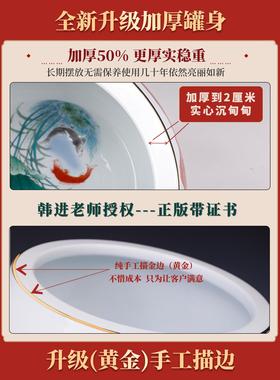 鸿运当头陶宝盆招财聚鸿运当头装财瓷摆件聚客厅桌面玄关饰小号生