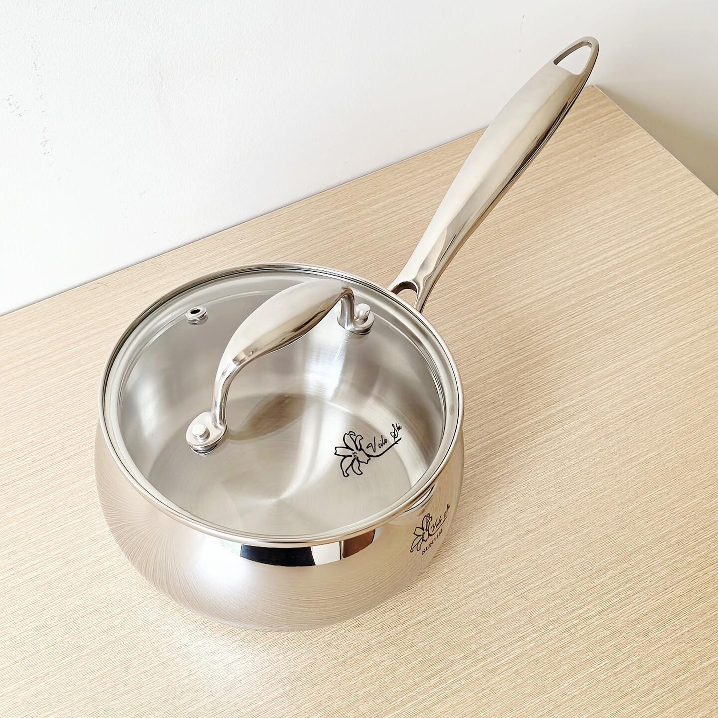 3煮1不6锈钢奶锅宝宝辅食热奶面锅加三厚层一体14cm