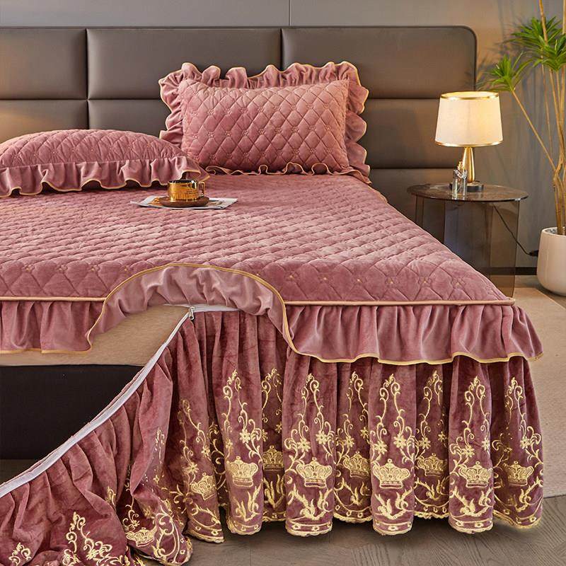 欧式加厚床裙单件席棉梦夹防滑防尘可拆洗冬季宝宝思绒GNU床罩床,床上用品,床裙,淘宝优惠券,粉丝福利购,淘宝优惠卷