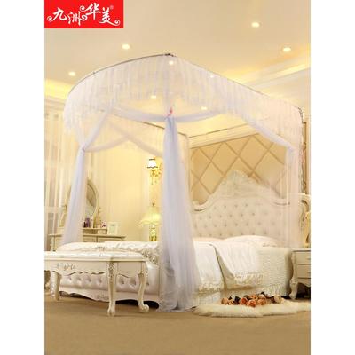 九华美u型伸支缩ETU蚊帐三门床落地宫不锈钢架1.州51.8米双人家