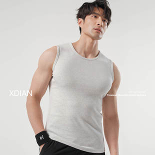 续点宽肩背心男夏220G精梳棉背心男士无袖t恤运动弹力打底夏季潮