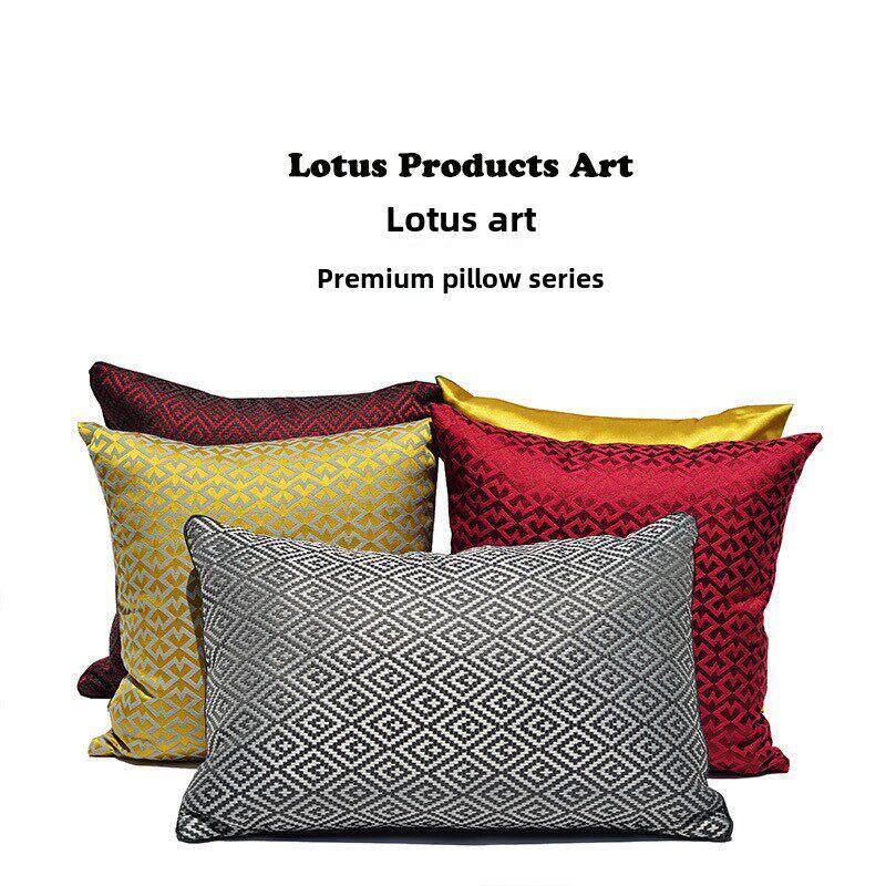 沙发抱枕套长方形床头靠枕靠垫现代简约中式欧式客厅软装黄灰绸缎