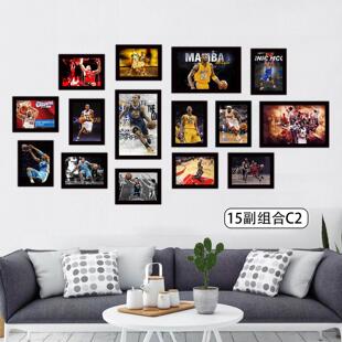 酒吧餐厅房间挂画科比库里篮球明星装饰画詹姆斯哈登NBA画照片墙