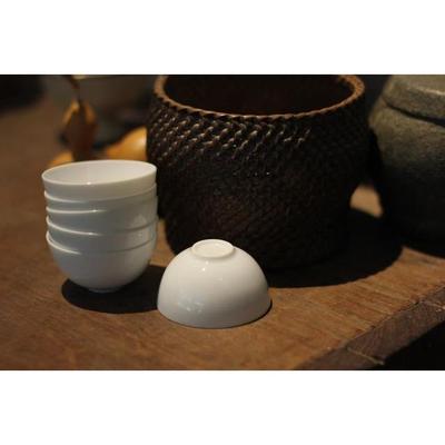 白玉令小茶杯 潮州白陶瓷工夫茶具 八十年代老物件 轻薄蛋壳杯