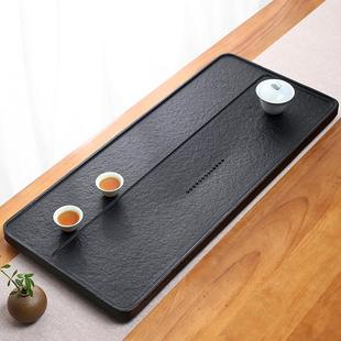 整块乌金石茶盘家用简约大号石头茶台现代石材轻奢茶海2022新款