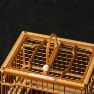 精品徽派名家李永攀纯手工制作大号长方形老玉竹螽斯笼竹制蛐蛐笼