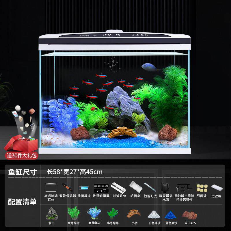 智能恒温鱼缸过滤制氧一体机客厅小型生态玻璃免换水自循环水族箱