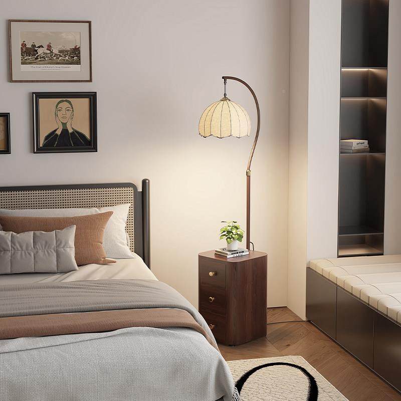 中感台古风床柜落地灯客厅沙发边复古抽屉头收纳置物架一体氛围灯