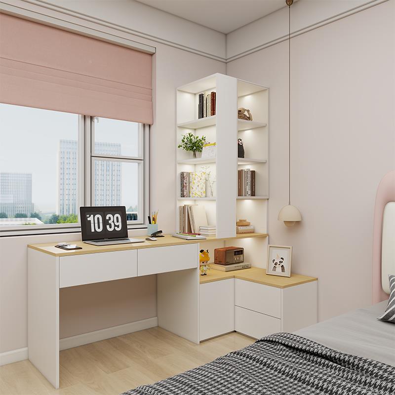儿童公主用风转角书架UCJ书房桌一体定家卧室小户型电脑桌床头柜
