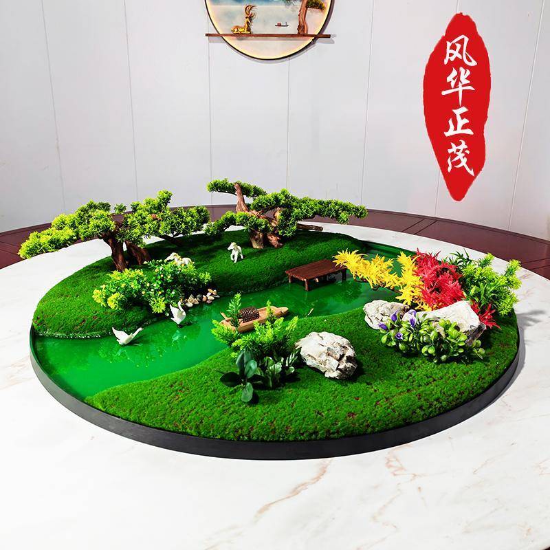 餐桌间中摆花电动转QIY盘花摆装饭店品桌餐造景景摆台桌芯沙盘观