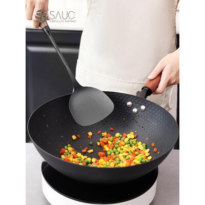 日本铁锅铲家用炒菜铲木柄不把GNA炒勺子铲长柄勺锅勺伤锅套装厨