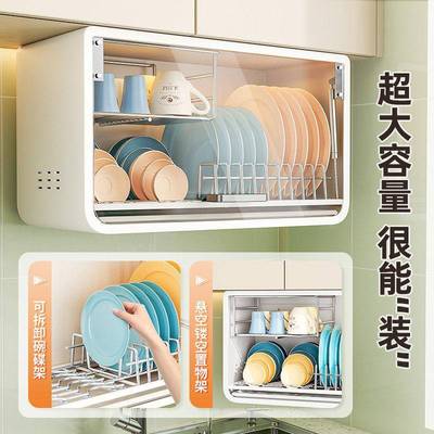 碗柜放壁挂盖式房碗碟收纳置物架免打孔沥水碗架带碗厨筷收LK-PH