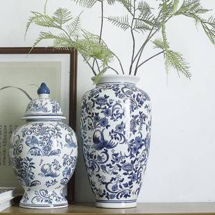 中式 饰瓷 花瓶陶瓷摆饰厅客插花瓶青花供佛将BRE军景德罐镇瓷瓶装