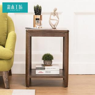 木治工坊全实木茶边几北欧简约红几橡木小卧室灯桌ZSKT066 客厅方
